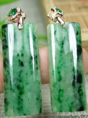 2 Pcs Certified Green 100% Natural A jadeite Jade Pendant~平安无事牌